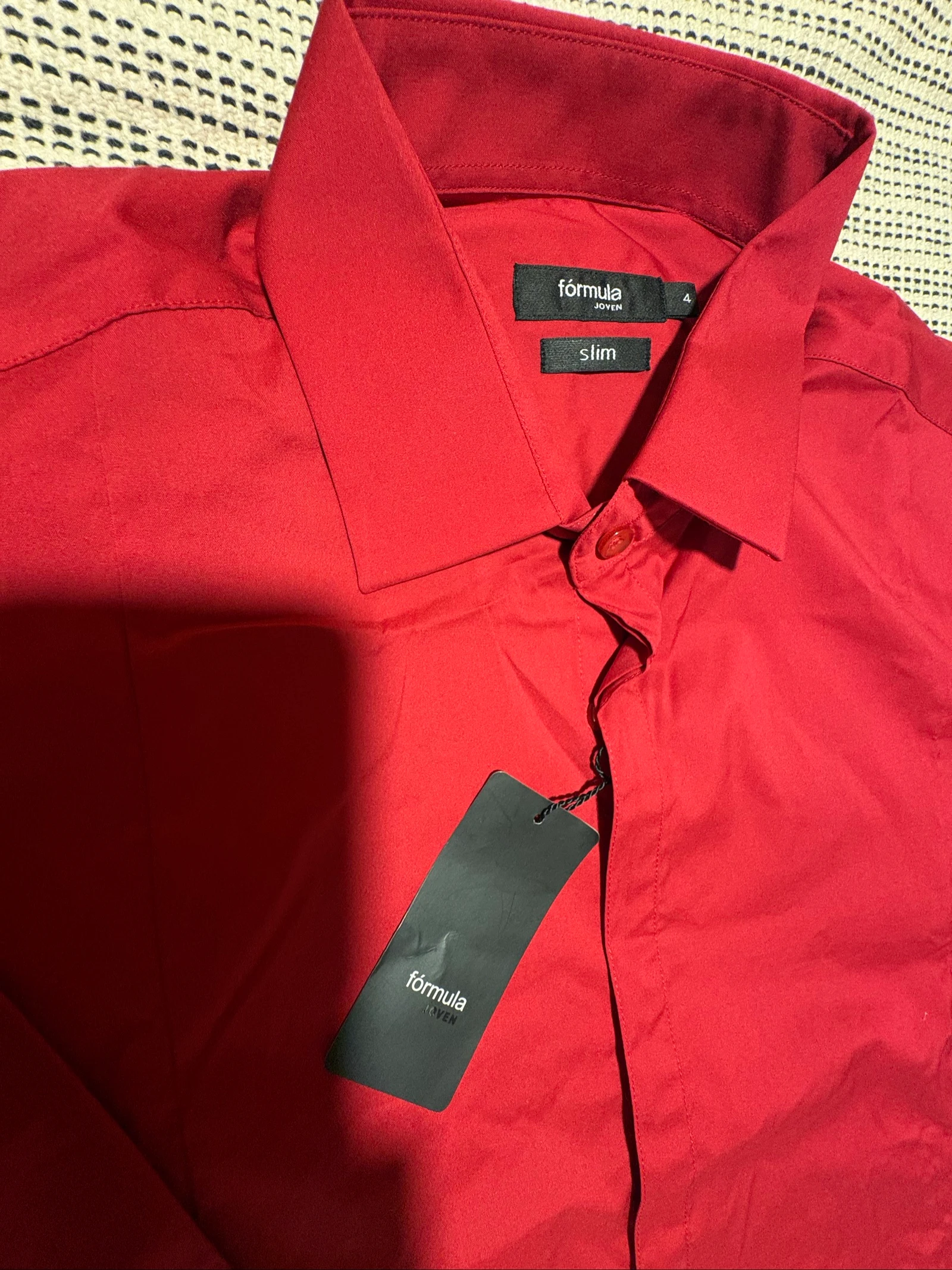 camisa hombre roja Formula Joven El Corte Ingles L slim fit shirt chemise hemden – photo 3